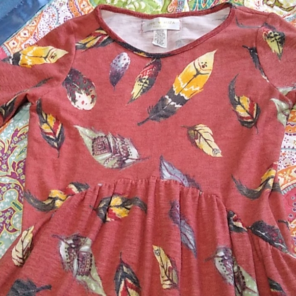 LOVE KUZA Burnt Orange/Red Feather Modest Dress M - Picture 3 of 8